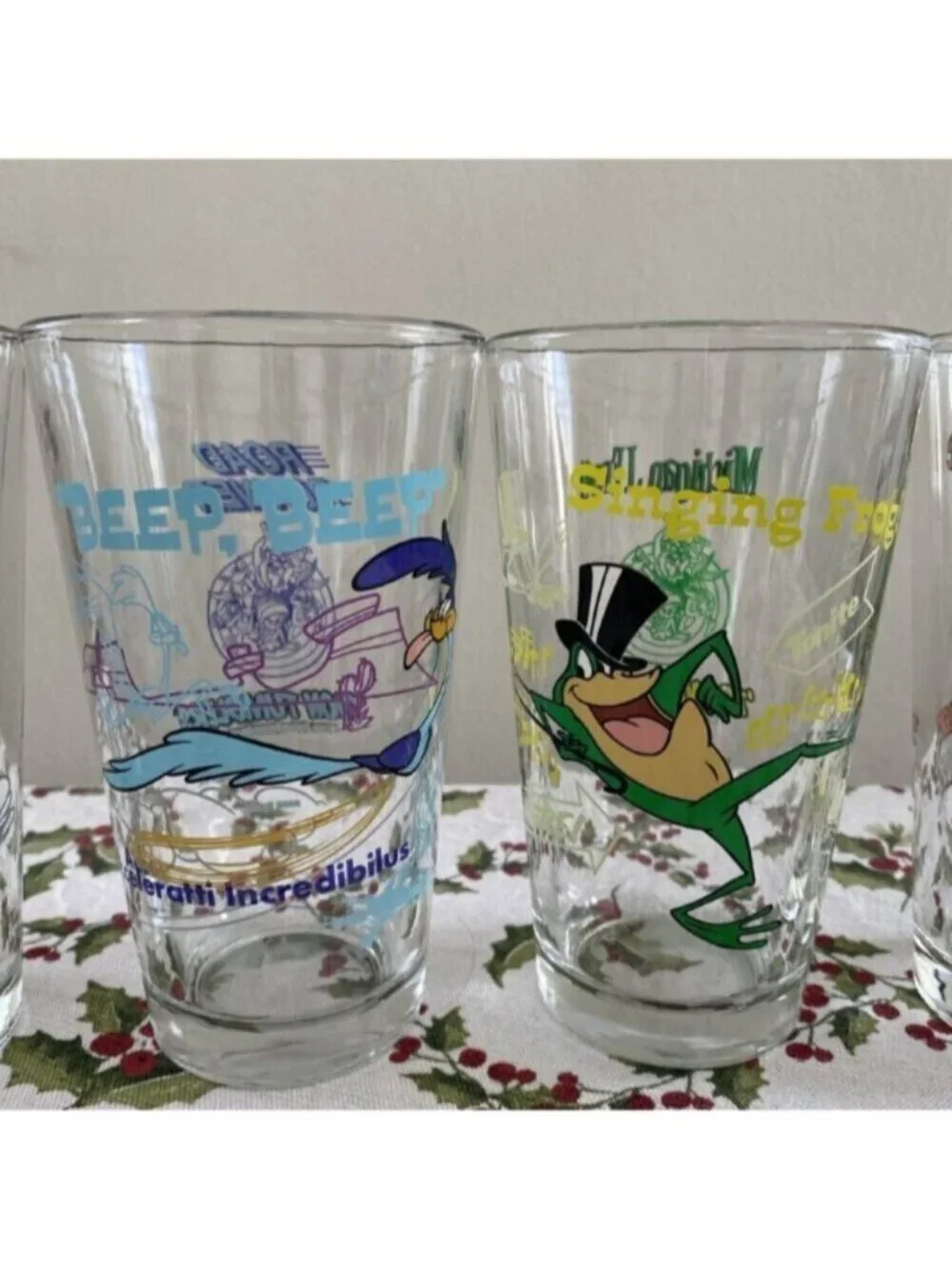 FIVE Pint Glasses Looney Tunes Toon Tumblers Warner Bros. Cartoons Collector USA